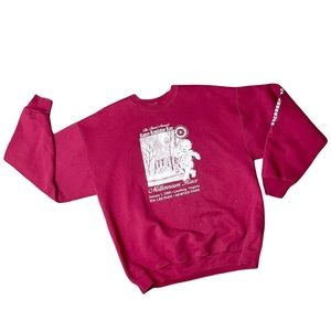 Sweater Vintage Y2K Graphic XXL 2000s Oversized Crew Neck Maroon Cotton